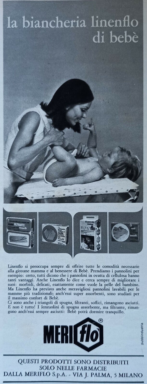 Pubblicità Italia Ritaglio 1967 Pannolino Biancheria MERI FLO' Bebè