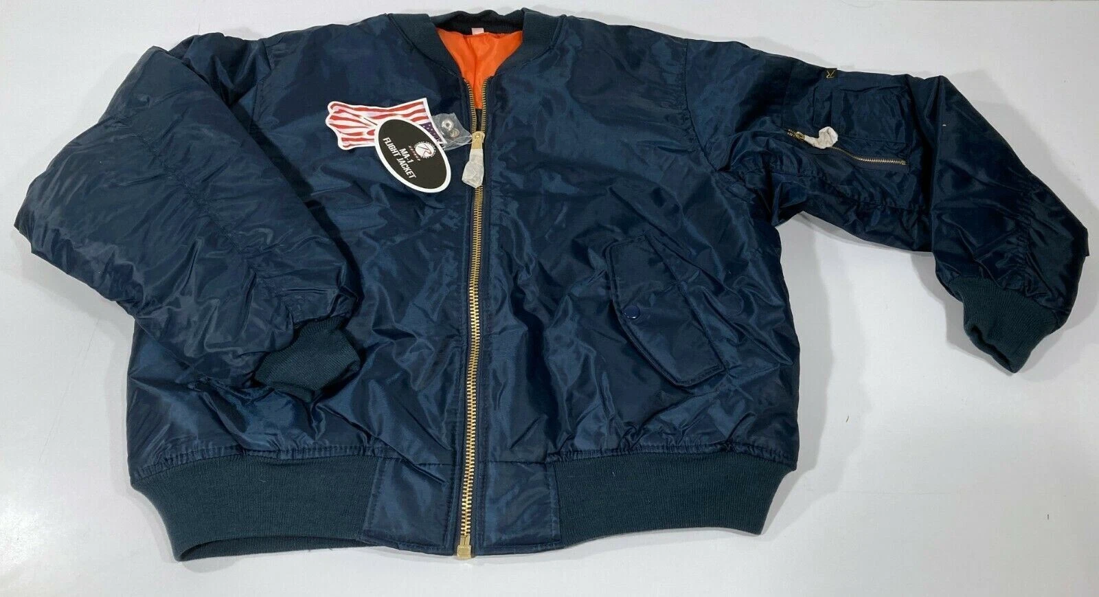 ROTHCO SMALL MA-1 FLIGHT JACKET MILITARY REVERSIBLE ORANGE 7325 NAVY SMALL - product detail image 2