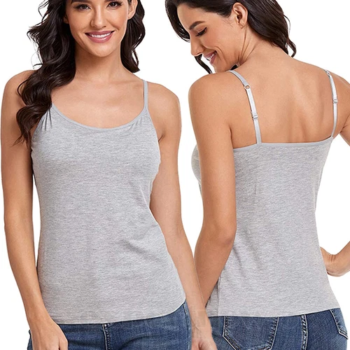 Damen Unterhemd BH-Hemd Basic Eingebauter BH Bügelloser Gepolstert Tank Tops DE - Bild 15 von 19