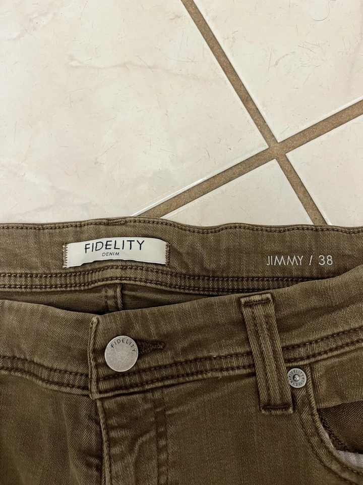 FIDELITY JEANS Men's Taupe Tan Brown JIMMY Slim Straight Stretch Jeans Sz 38x33 - Image 3 of 4