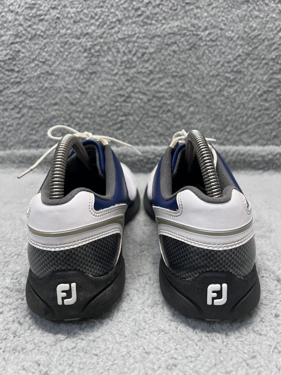 FootJoy Sport LT Men's 9M Golf Shoes White Blue 58053 Lace Up Soft