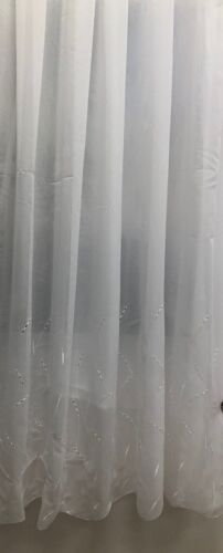 Stores Gardine Stoff Vorhang Stickerei Blätter weiß transparent, Meterware - Bild 1 von 4