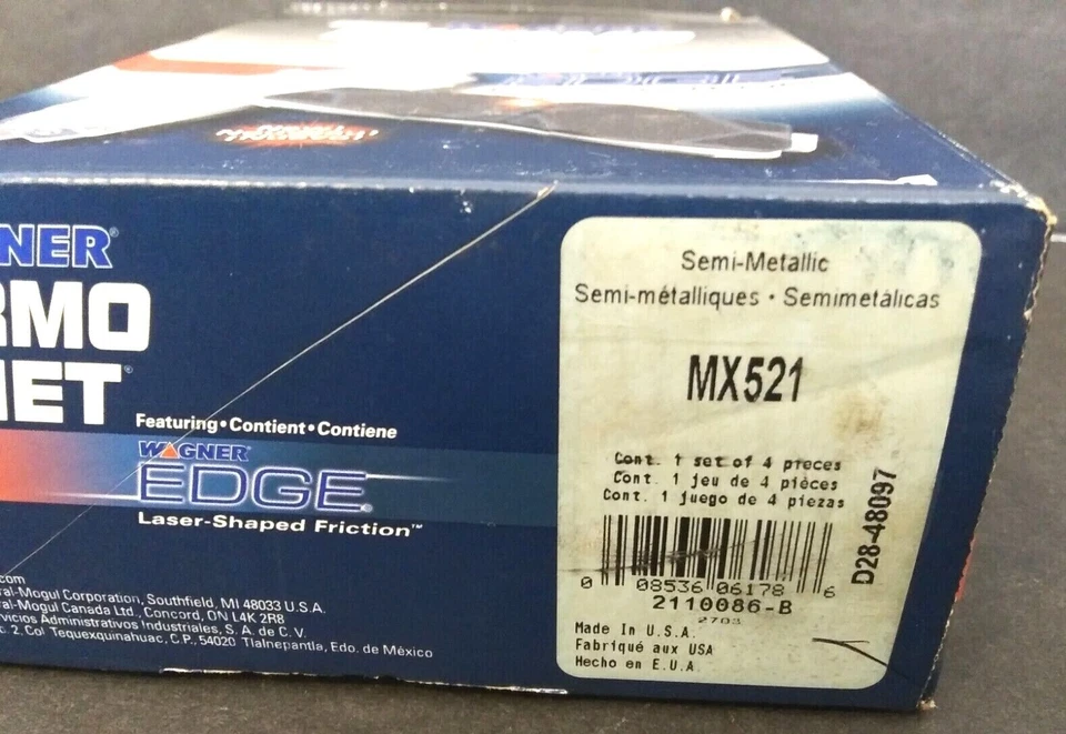 Тормозные колодки Wagner TQ MX521 передние для 1991 1993 Chrysler New Yorker и многое другое - Изображение 3 из 4