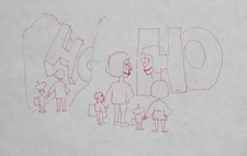 Original Abstract surrealist ink drawing caricature figures