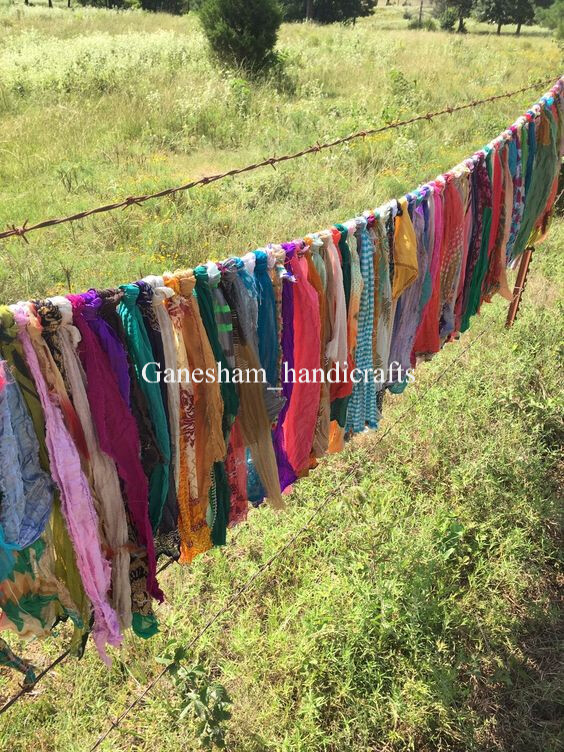 Mango Gifts Sari-Party-Girlande – 3 M, Handgefertigt Aus Recycelter Indischer Seide, Böhmische Deko Für Hochzeit & Zuhause