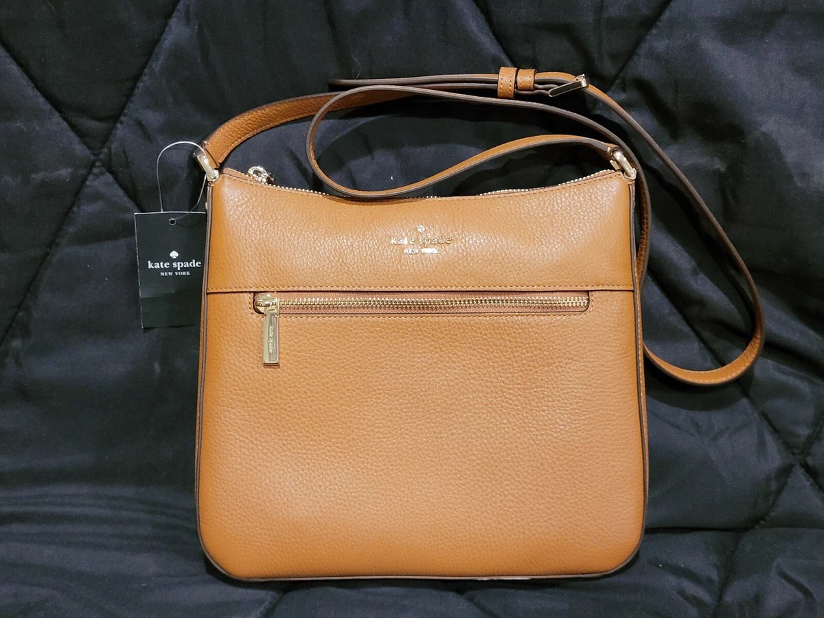 Kate Spade Jackson Top Zip Leather Crossbody Bag in Brown