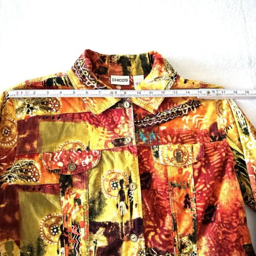 CHICO'S Jacket 2 Southwestern Native Art To Wear LIGHTWEIGHT CORDUROY Tribal - Picture 6 of 12