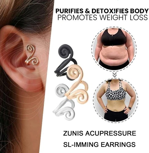 2pcs Zunis Acupressure Slimming Earrings Ear Cuff Clip Non Piercing Weight Loss - Picture 3 of 19