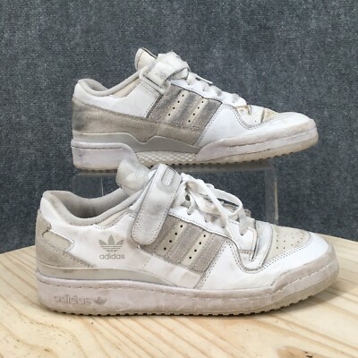 Adidas Shoes Mens 8 Forum Low Top Lace Up Strap Sneaker White Leather Comfort