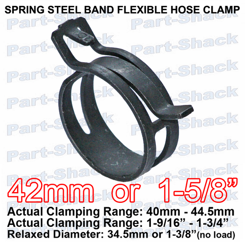 SPRING STEEL BAND FLEXIBLE HOSE CLAMP For 15/8 inch (42 mm) OD Hoses