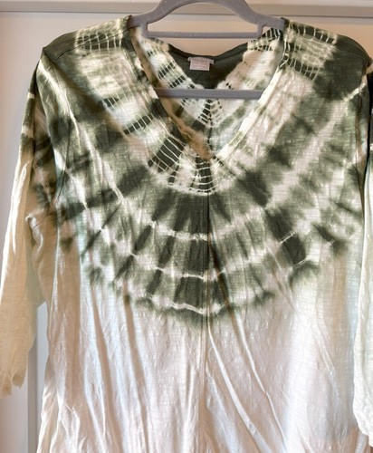 Chicos Top Size 3 EUC Women's Multicolor 3/4 Sleeve V-Neck Tunic Cotton/Modal - Picture 2 of 4