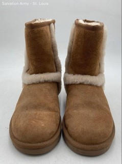 UGG Womens Hadley Brown Suede Round Toe Pull On Mid Calf Snow Boots No Size