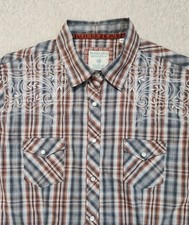 Panhandle Slim Pearl Snap Shirt Mens Medium Embroidered Rough Stock Western Wear