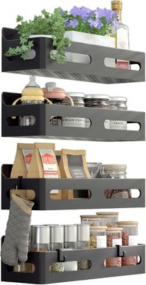 4 Pack Strong Magnetic Spice Rack for Refrigerator, Multipurpose Magnetic Shelf