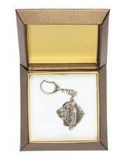 Basset Hound I - Silver Plated Keychain With Dog In A Gift Box, H