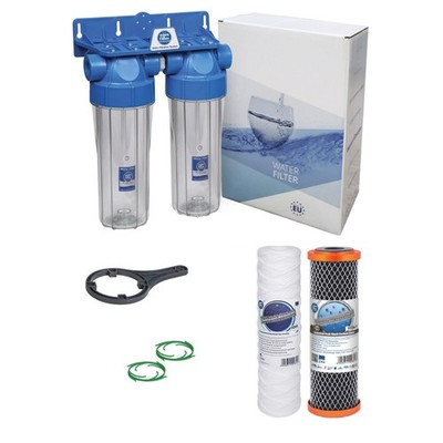 2 Stufen ganzes Haus Hochdurchfluss Wasserfilter Entchlorierer Chlorentfernung 3/4''