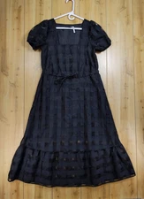 Reclaimed Vintage Sheer Black Midi Tiered Dress 4 Romantic Goth Prairie Cottage