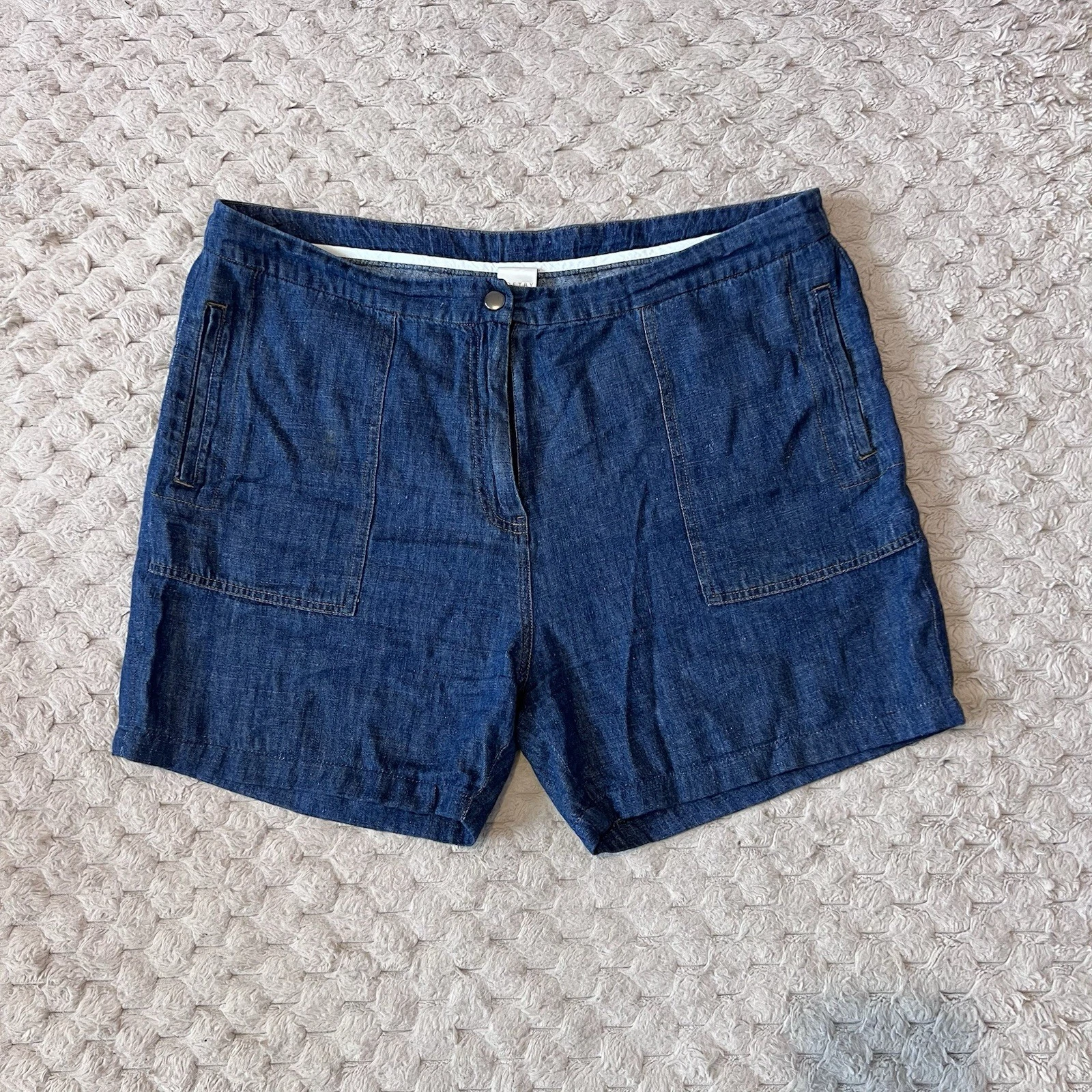 Poetry Utility Shorts Denim Blue Hemp Organic Cotton Lightweight Summer UK 18