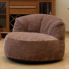 Cozy Large Crescent Bean Bag Chair - Premium Corduroy for Home  Office Brown 