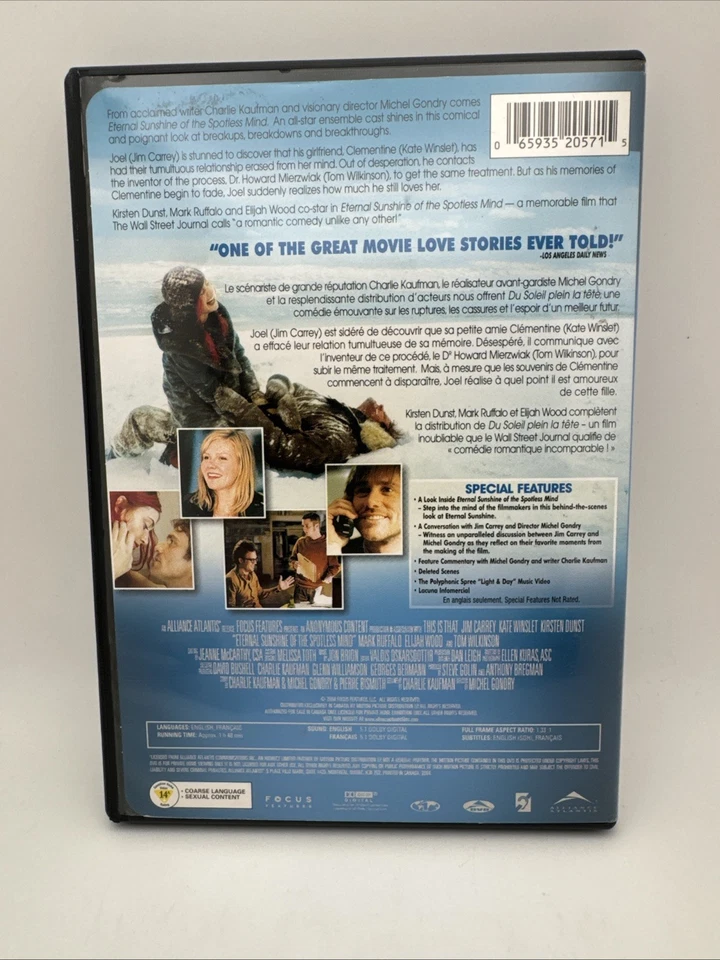 Eternal Sunshine of the Spotless Mind (DVD, 2004, Full Frame) Jim Carrey RARE FS - Image 2 of 4