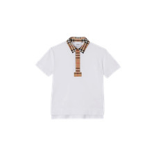 Burberry Vintage Check Cotton Pique Polo Shirt White Kids
