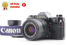 [N MINT  w/Strap Hood] Canon AE-1 Black Film Camera New FD 35-70mm From JAPAN