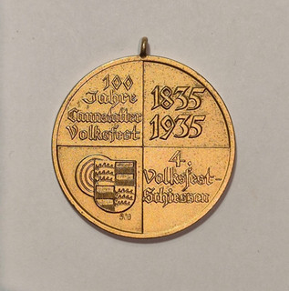 Plakette/Medaille 100 Jahre Cannstatter Volksfest 1935 / Dt. Wehr Dt. Ehr