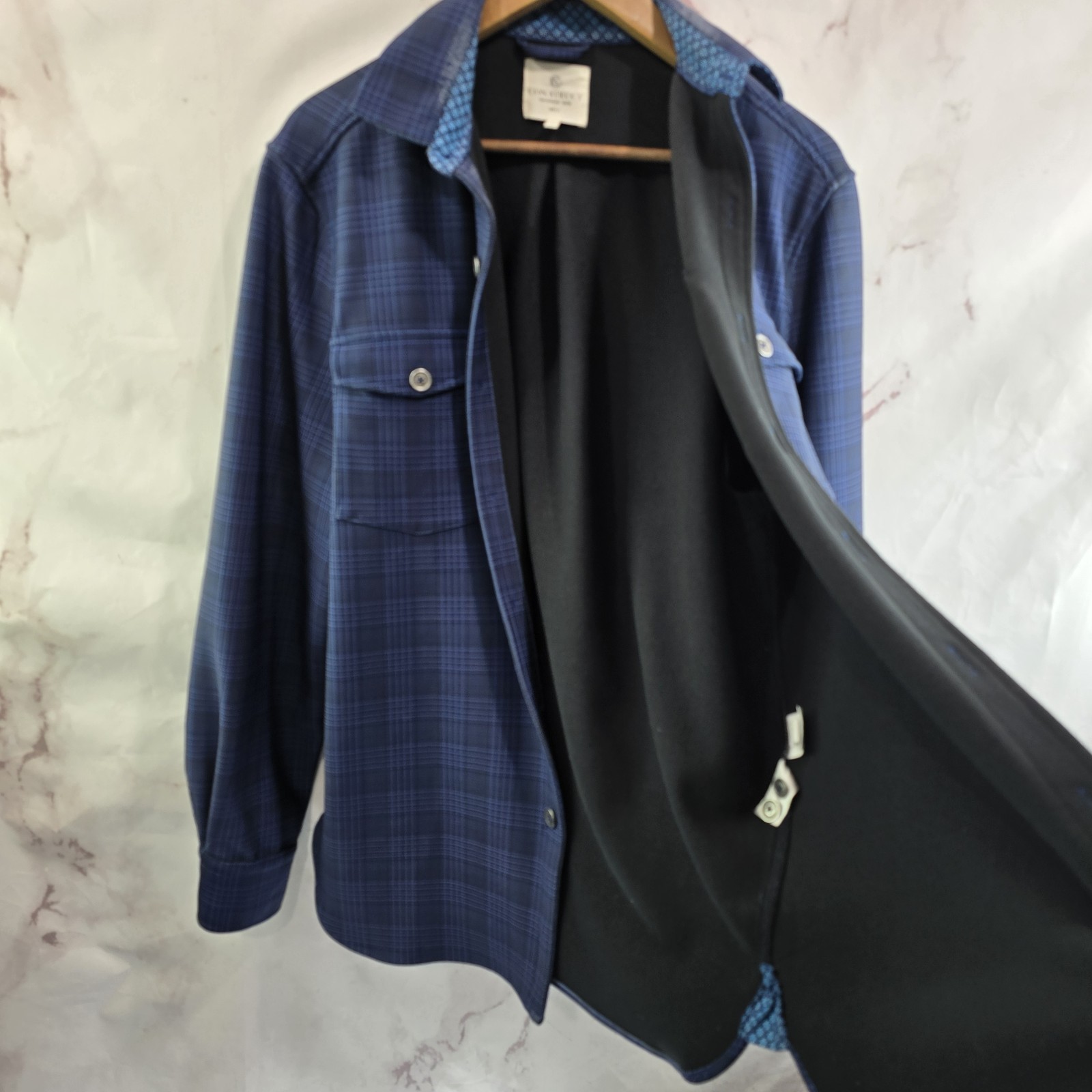 Construct Shirt Jacket Men Medium Blue Button Fle… - image 16