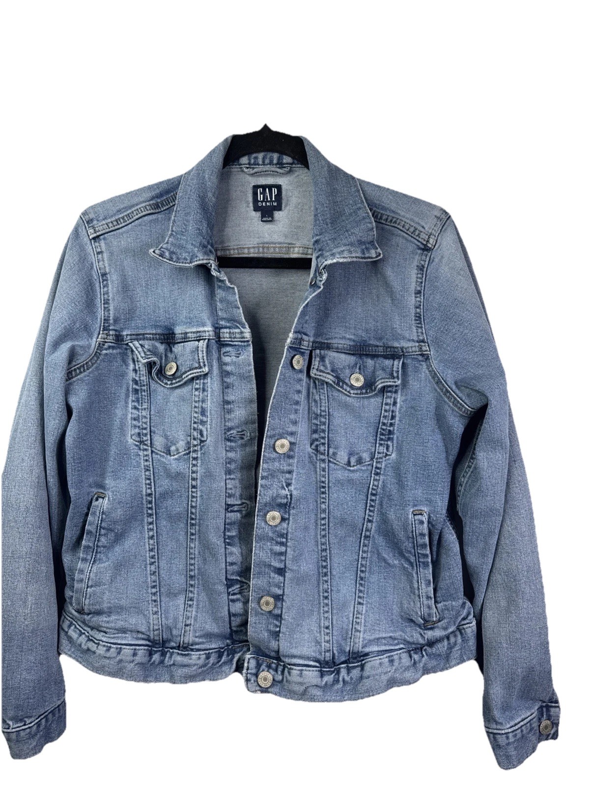 Gap Denim Jacket Medium Wash Button Front Icon Wo… - image 1