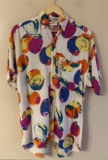 Vintage 90s Guess Georges Marciano Fruit Print Button Up Shirt Mens S USA Made