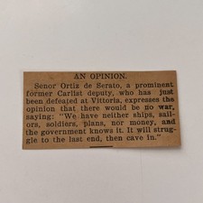 Senor Ortiz De Serato Former Carlist Deputy 1896 San Diego Clipping TAJ9-S26
