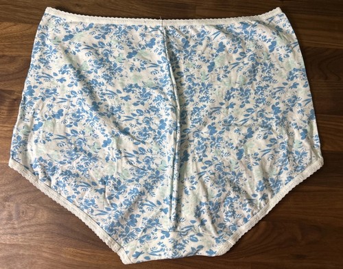 Vtg Bali Full Cut Panties Briefs Cotton Back Seam Size 3X Floral Blue HTF Soft - Picture 3 of 4