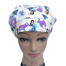 Disney Jasmine Aladdin Scrub Hat Bouffant Cap Character Print Medical Headwear