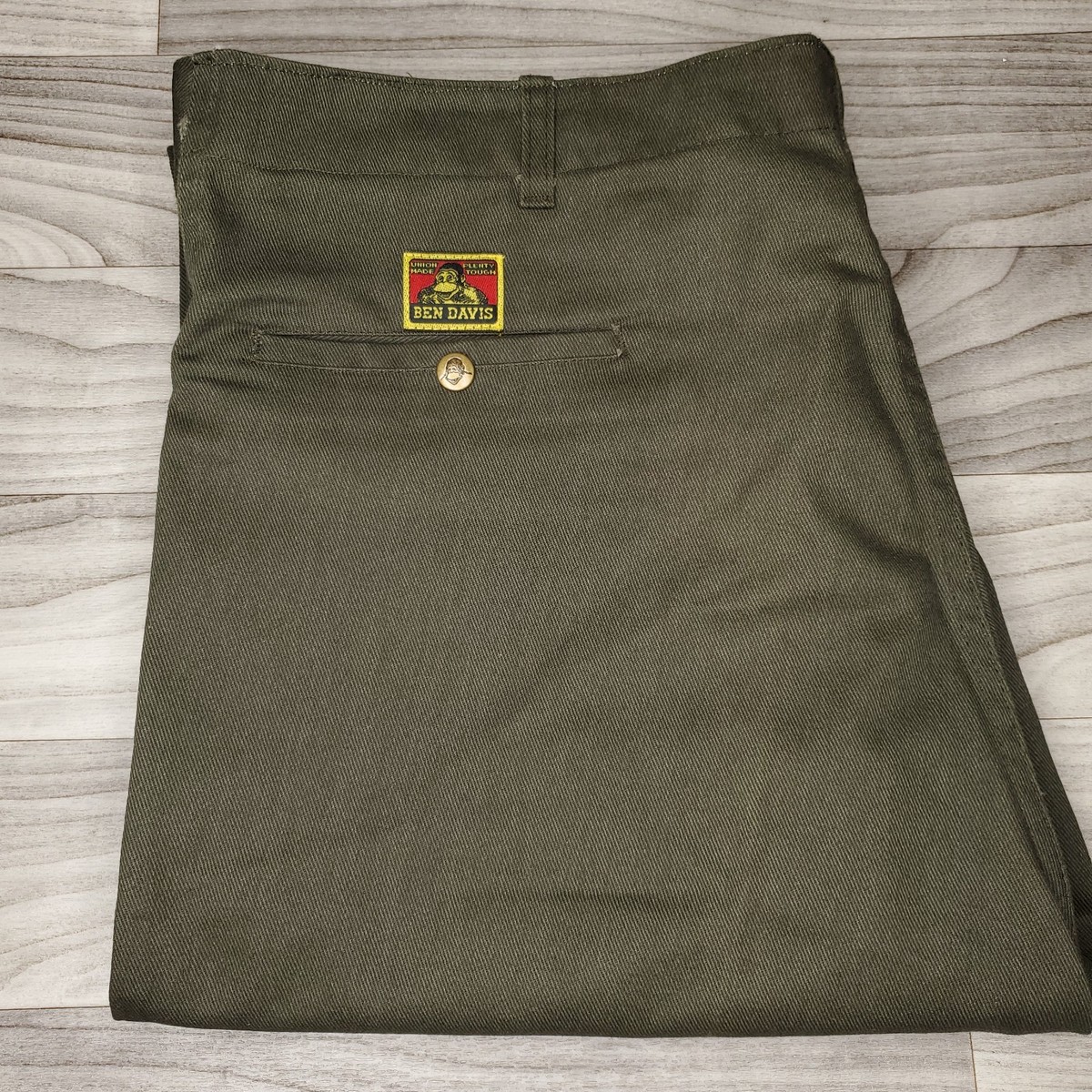 Vtg ALTERED 70s/80s BEN DAVIS Yellow Tag 44X29 Green Workwear