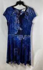 Michael Kors Coral Print Stretch Jersey Sheath Dress Blue NWT Sz M