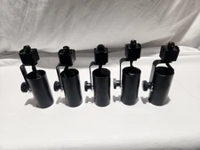 5 x Vintage Halo Track Can Light Black H-Style Adjustable Swivel Fixtures Spot