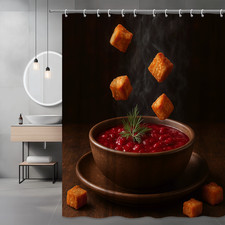 Elegant Modern Shower Curtain with Floral Design in Green and White