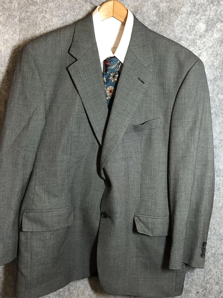 Костюм мужской Chaps Ralph Lauren 44R 38W серый шерстяной птичий глаз плиссированные брюки на двух пуговицах - Изображение 3 из 4