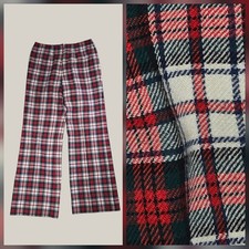 VTG Pendelton Tartan Plaid Virgin Wool Wide Leg Pants Women's 14 USA Holiday