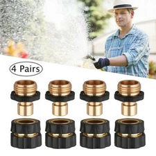 4 Pair Garden Hose Quick Connect Water Hose Fit Female Male Connector 3/4" Set