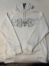 Under Armour ColdGear Men's Pullover Hoodie SM Loose White/Gray Fleece Pockets