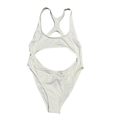 SKIMS Swim Scoop Neck Monokini Marble White Cutout One Piece Women's Large