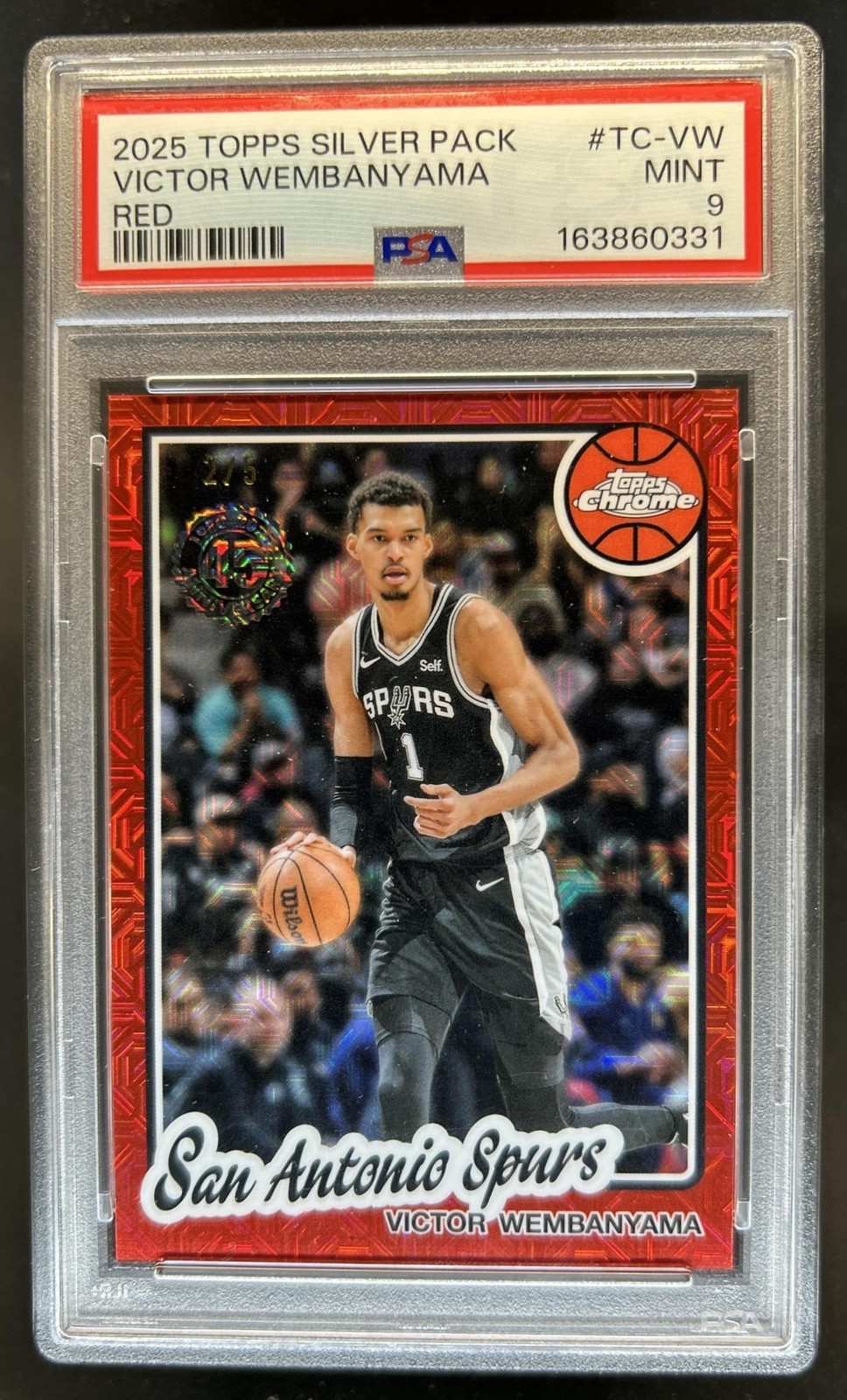 2025-26 Topps Victor Wembanyama 1980-81 Chrome Red Mojo Refractor #/5 PSA 9