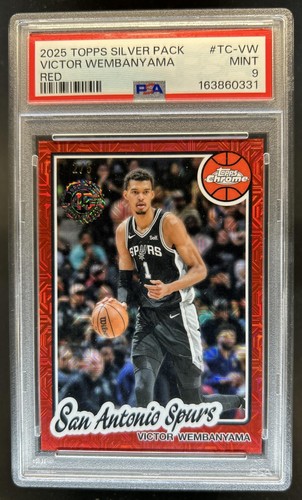 2025-26 Topps Victor Wembanyama 1980-81 Chrome Red Mojo Refractor #/5 PSA 9