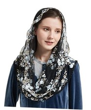 Lace Chapel Veil Mantilla Infinity Veil Multicolored Marian Blue black