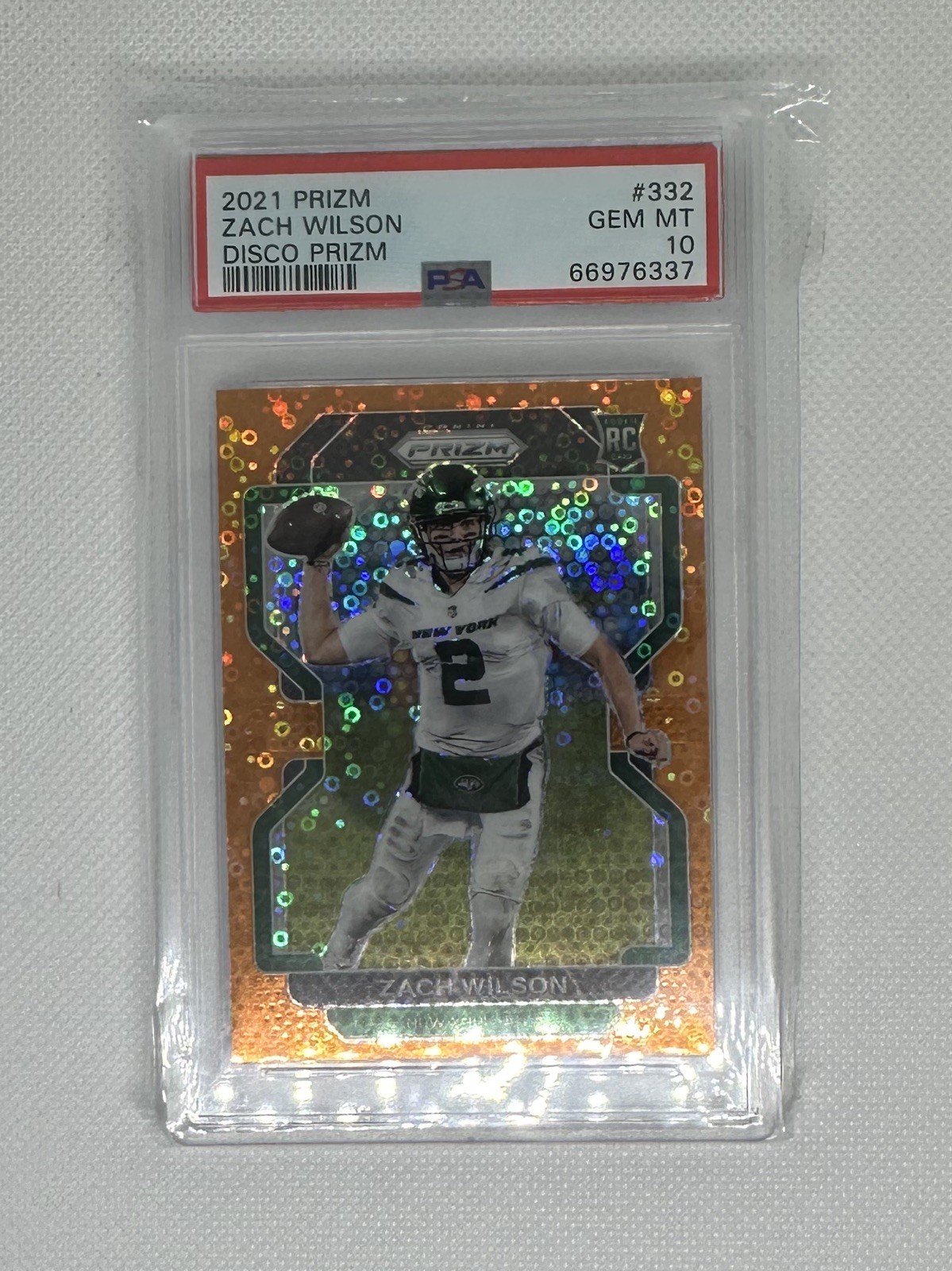 2021 Prizm ZACH WILSON Orange Disco Prizm RC #332 PSA 10 GEM MINT