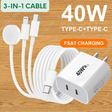 USB C Adapter Magnetic Fast Charger For Apple Watch 5/4 iPhone 14 15 16 17 iPad