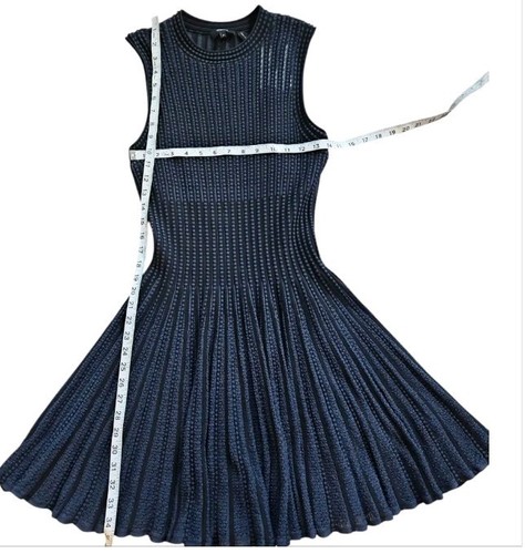 Theory Women's Knit Novelty Checker Dress Sleeveless A Line Mini Black White P - Picture 5 of 8