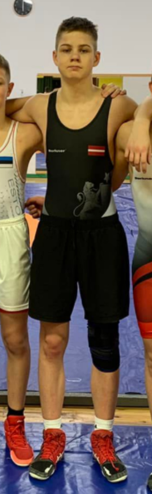 Lukes used ASICS Snapdown 3 Wrestling Shoes Black Red White Mens 10.5