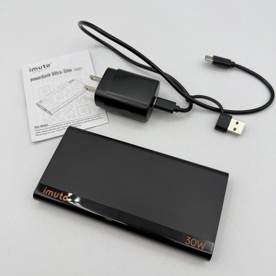 imuto Slim Power Bank 30W Portable Charger - USB-C and USB - Works